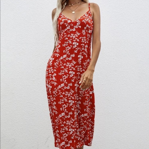 Boho floral print side slit cami dress - Picture 4 of 7